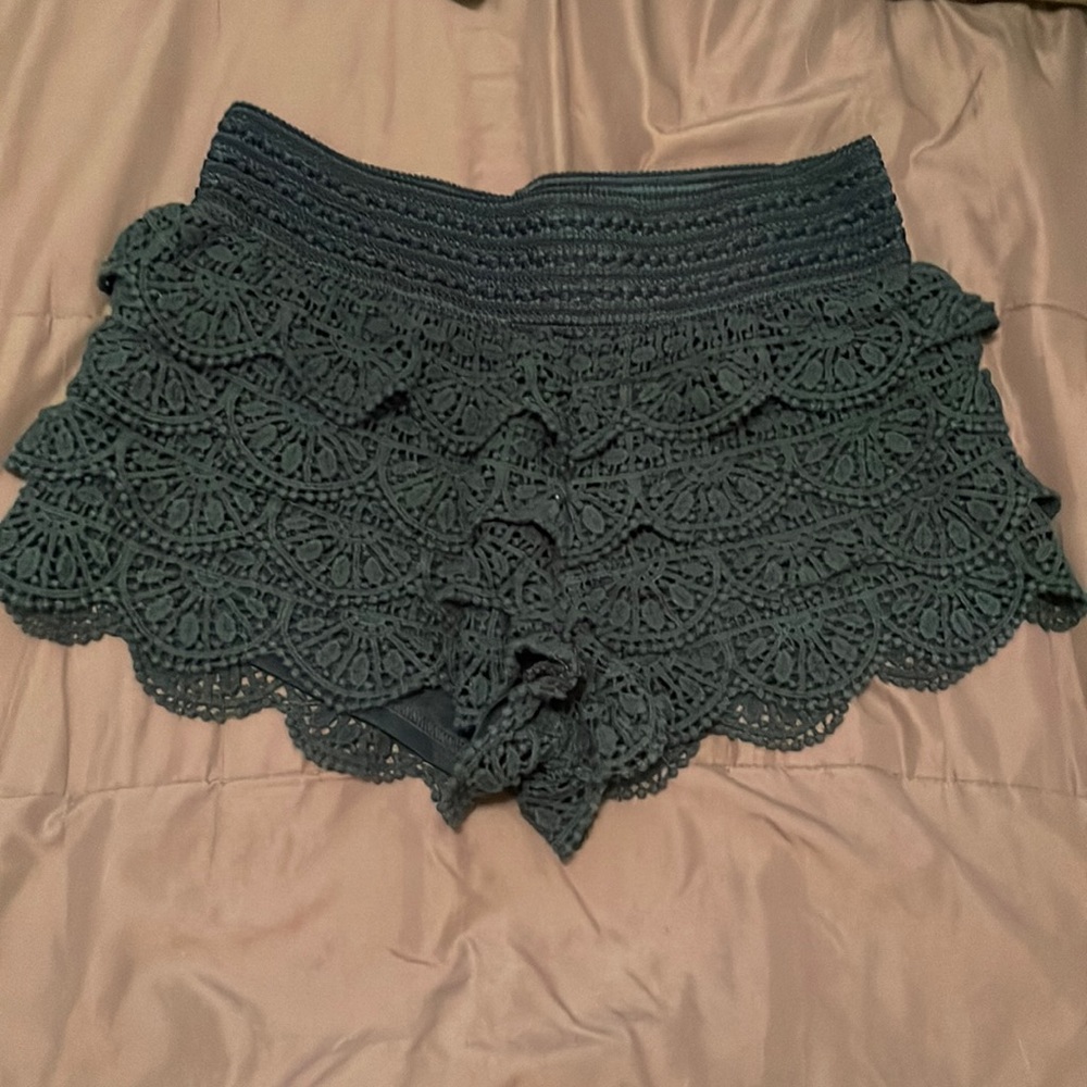 Crocheted teal shorts